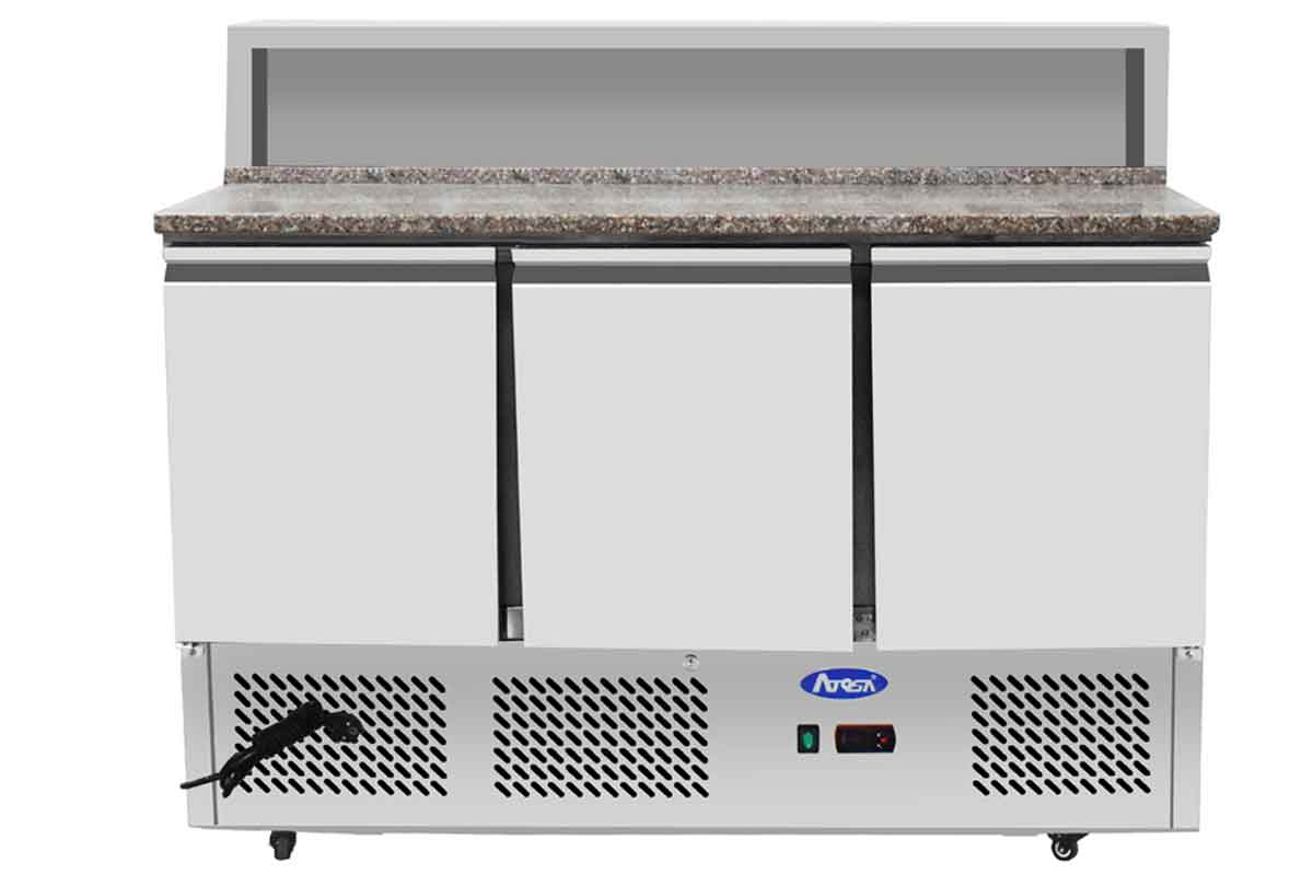 MEUBLE A PIZZAS COMPACT DESSUS INOX 3 PORTES  DIM 1365x700x1110 ATOSA ESL3858GR