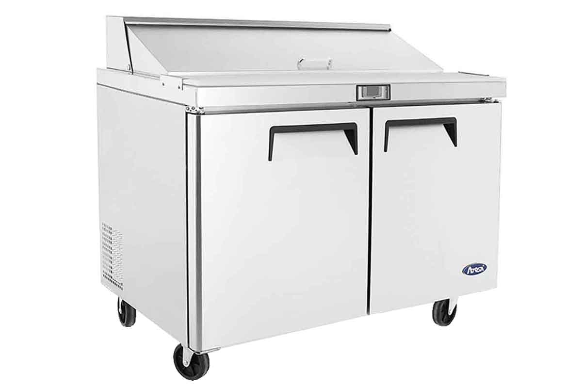 MEUBLE SALADETTE 1200 2 PORTES X12 BACS GN 1/6 DIM 1225x762x1020 ATOSA MSF8302GR