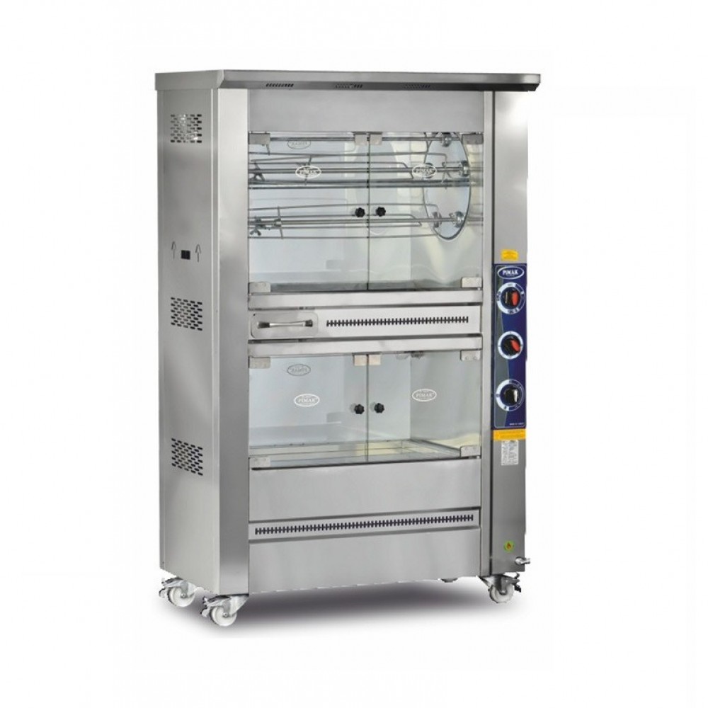 Rôtissoire à tambour 1 étage de cuisson 1 étage maintien chaud 5 broches / 20 poulets à GAZ - PIMAK - PI1/M007B