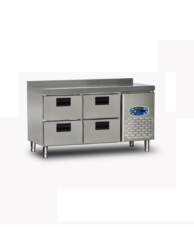 Table réfrigérée/Desserte 4 tiroirs - profondeur 60cm - DAMPAK - 22TBF0S-60.4C