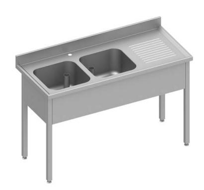 Plonge double bac sans étagère basse 200x60cm - PIMAK - M029PİMAK.20060.17