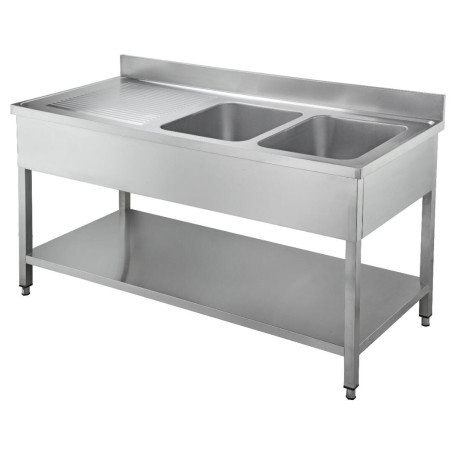 Plonge double bac avec étagère basse 140x60cm - PIMAK - M029TPİMAK.14060.17