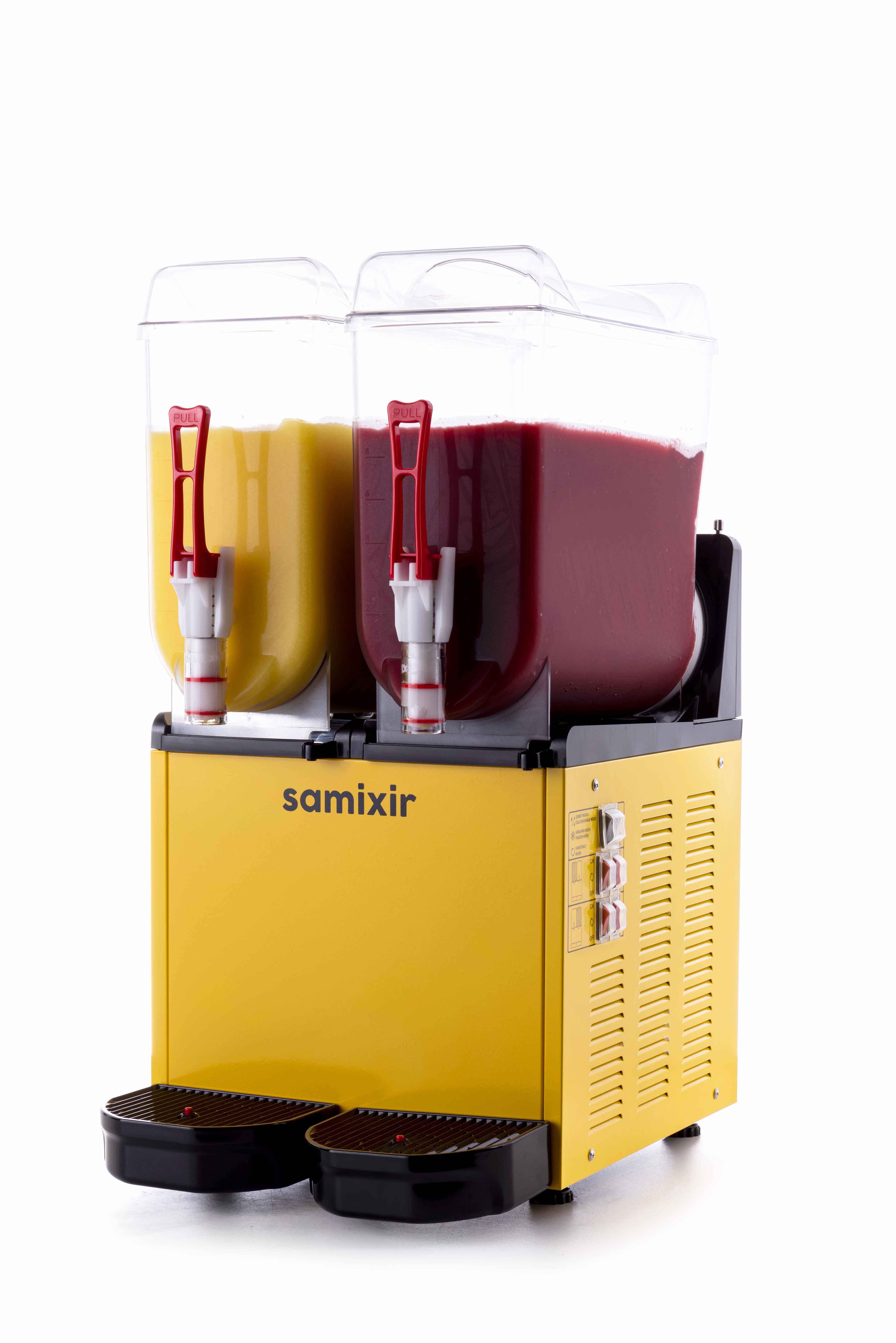 Machine à granita professionnelle double cuve jaune 2 x 12 l Samixir - SLUSH24.Y