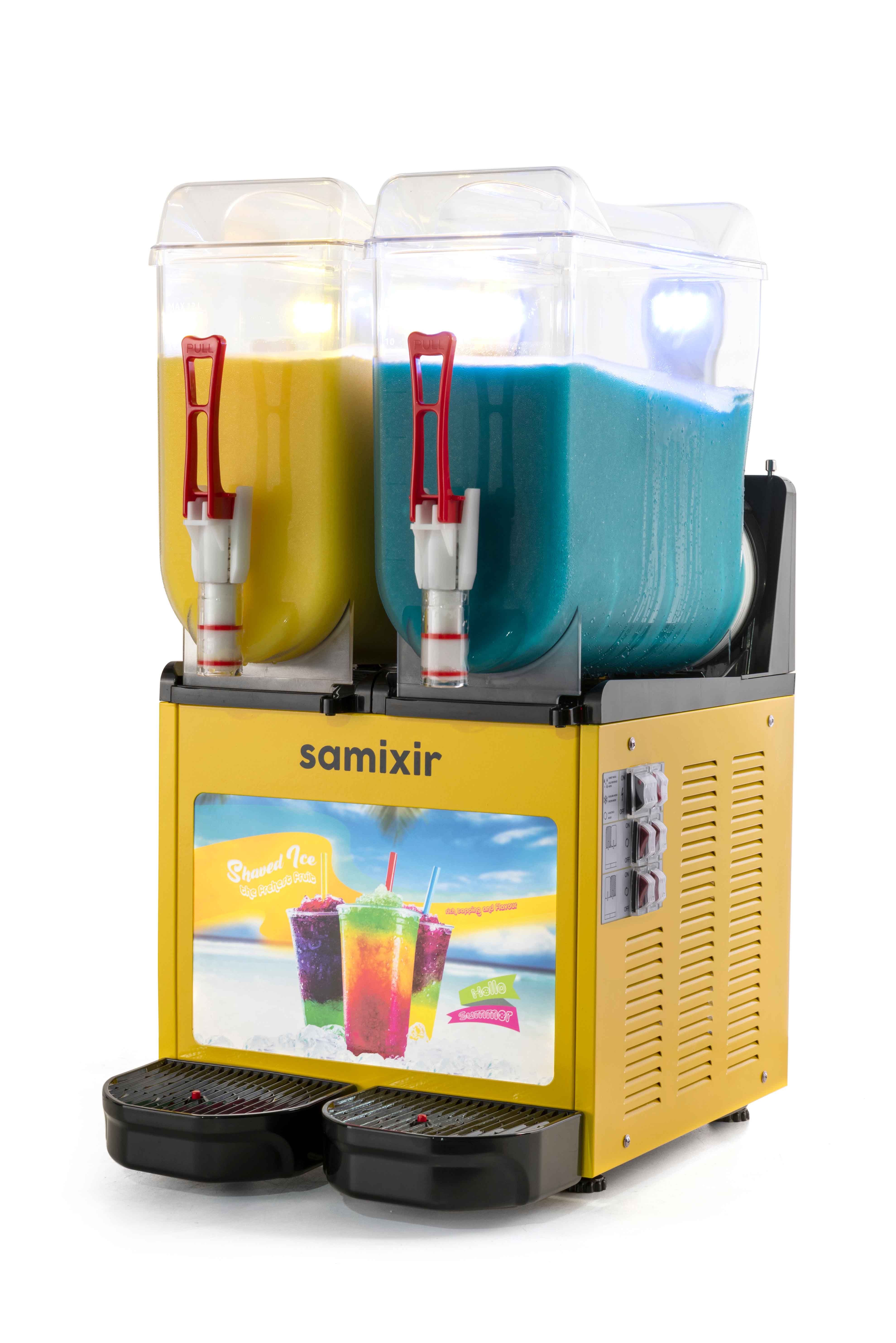 Machine à granita professionnelle double cuve jaune 2 x 12 l Samixir - SLUSH24.YA