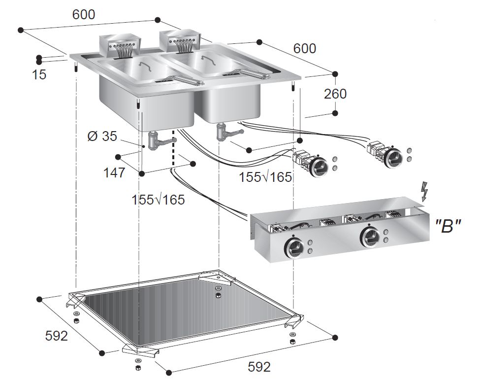 FRITEUSE ÉL. 2X10 L COMBISTEEL 7266.0075