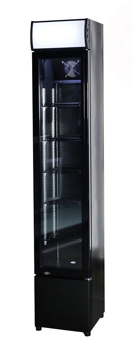 RÉFRIGÉRATEUR PORTE EN VERRE ÉTROIT NOIR COMBISTEEL 7455.1384