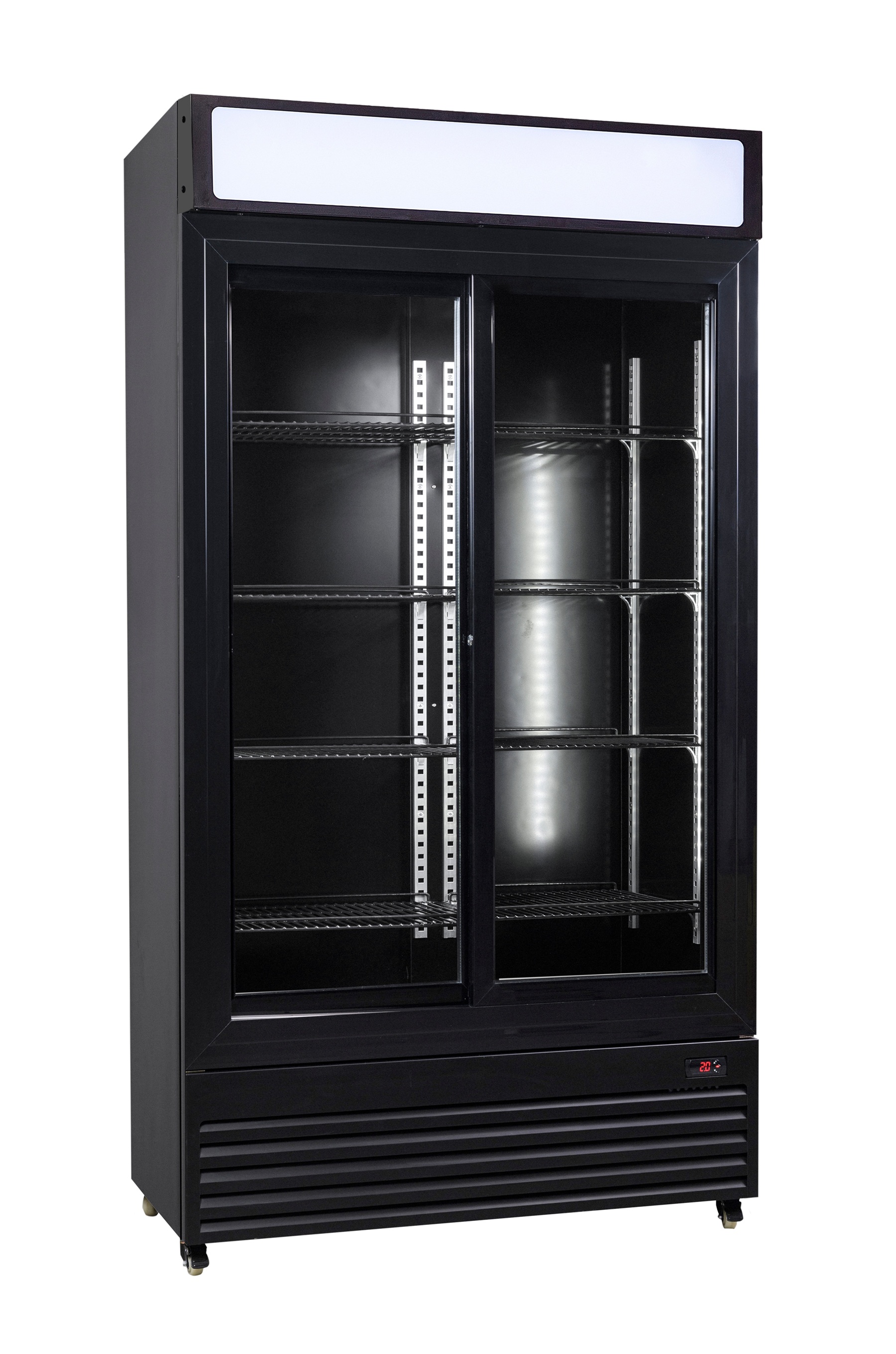 RÉFRIGÉRATEUR AVEC PORTES COULISSANTES EN VERRES BEZ-780 SL NOIR COMBISTEEL 7455.1398