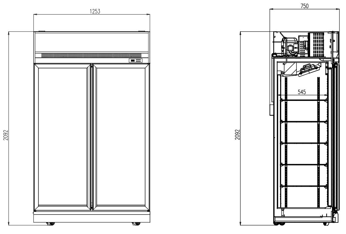 RÉFRIGÉRATEUR 2 PORTES EN VERRE INS-1000R COMBISTEEL 7455.2400