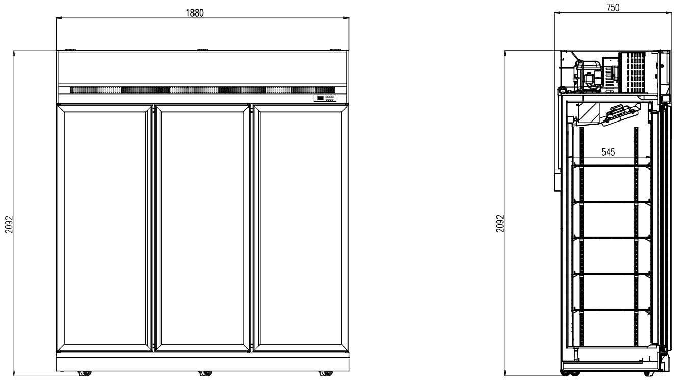 RÉFRIGÉRATEUR 3 PORTES EN VERRE INS-1530R COMBISTEEL 7455.2410