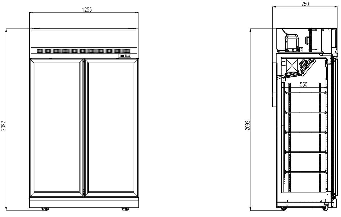 CONGÉLATEUR 2 PORTES EN VERRE INS-1000F COMBISTEEL 7455.2420