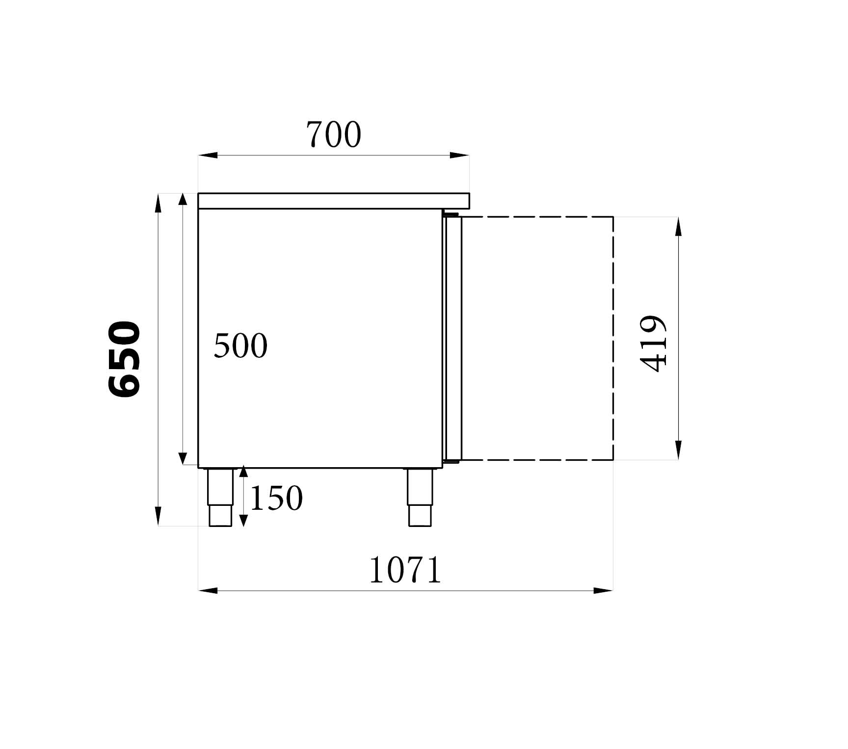 TABLE RÉFRIGÉRÉE 650 HAUTE 2 PORTES COMBISTEEL 7450.0755