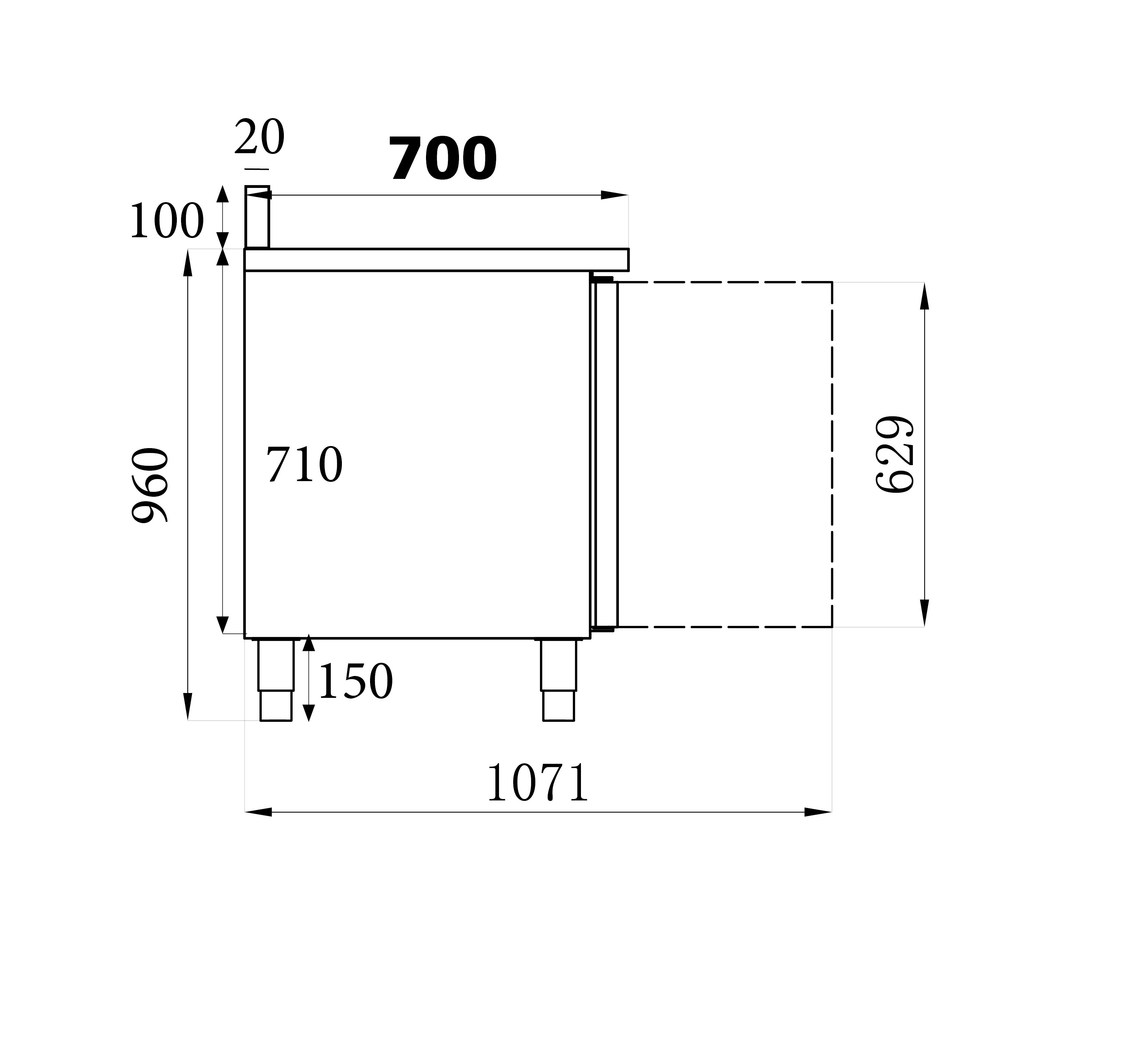 TABLE RÉFRIGÉRÉE BORD RELEVÉ 3 PORTES COMBISTEEL 7450.0782