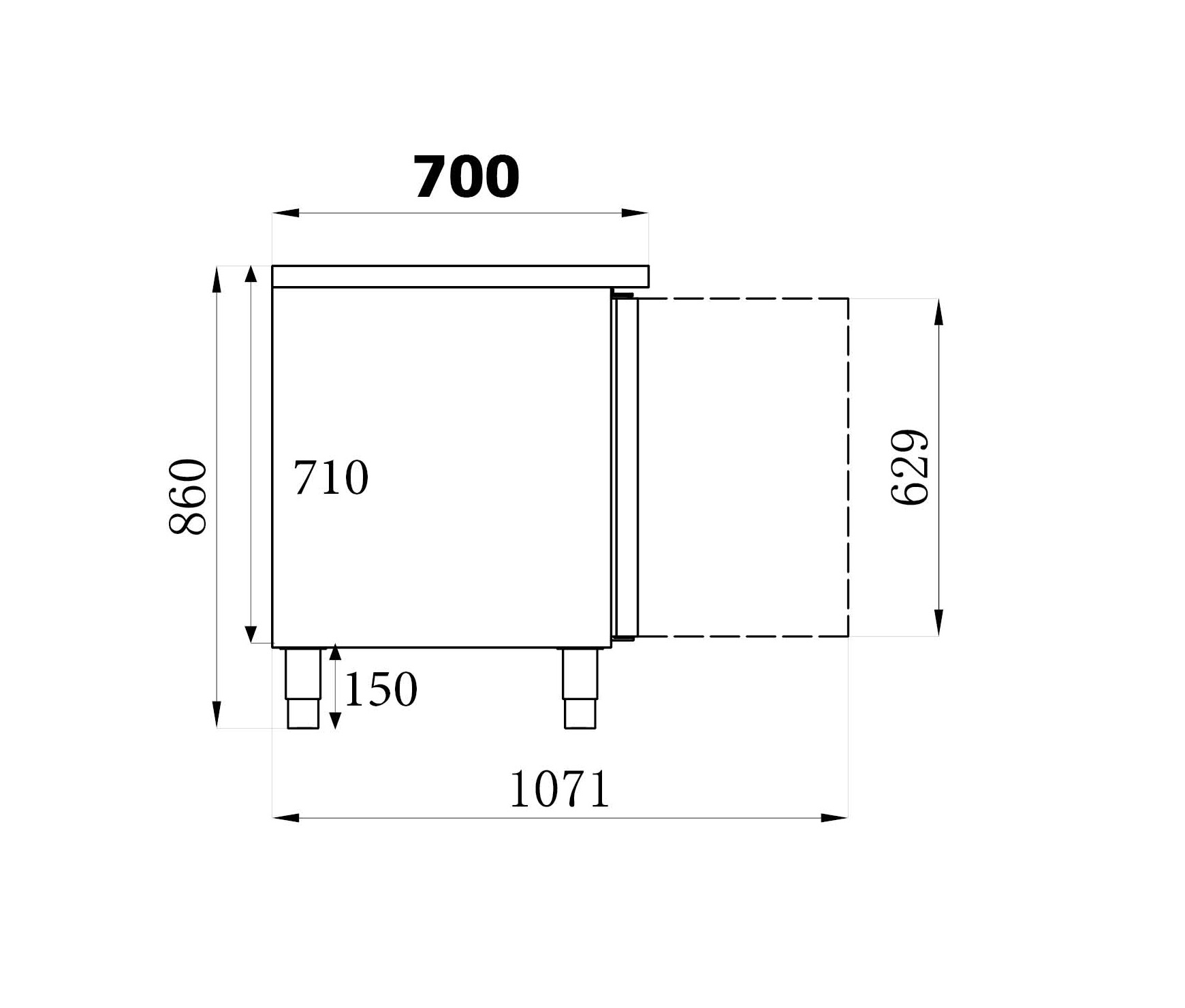 TABLE CONGÉLATEUR 2 PORTES COMBISTEEL 7450.0081
