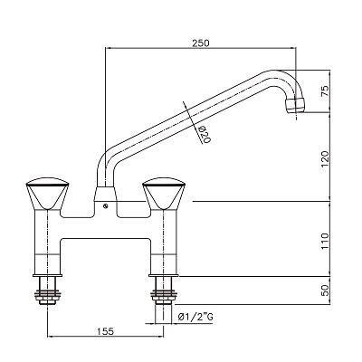 MÉLANGEUR AVEC 2-TROUS COMBISTEEL 7212.0020
