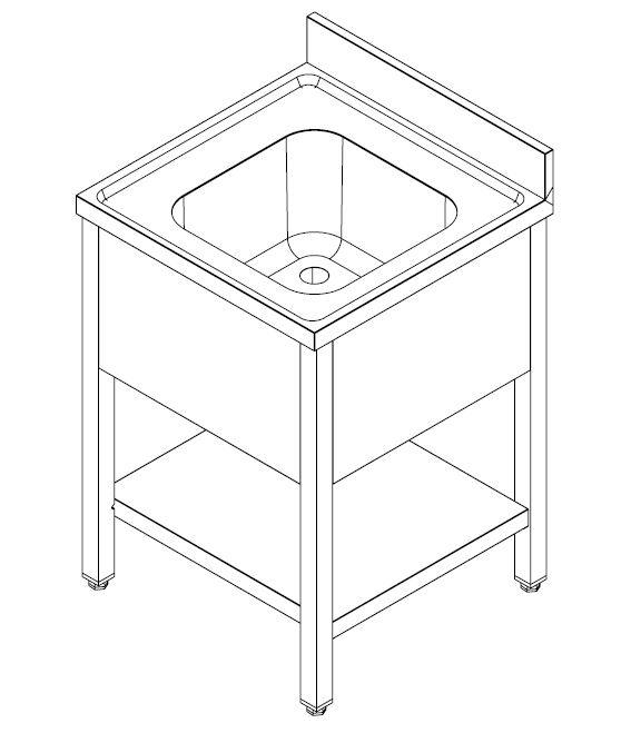 700 BLOC-ÉVIER ÉTAGÈRE DÉMONTABLE 1 CENTRE 700 COMBISTEEL 7452.0420