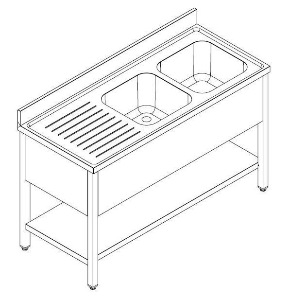 700 BLOC-ÉVIER ÉTAGÈRE DÉMONTABLE 1 À DROITE 1600 COMBISTEEL 7452.0450