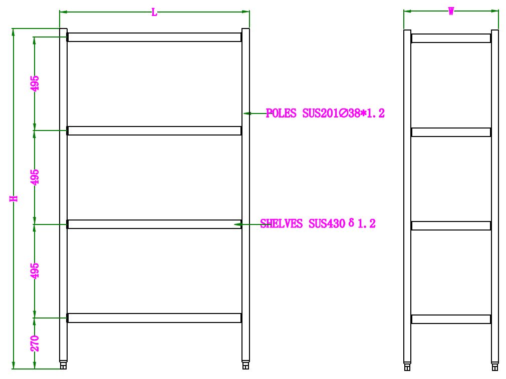 ÉTAGÈRES 4 LEVELS DÉMONTABLE 900 COMBISTEEL 7490.0235