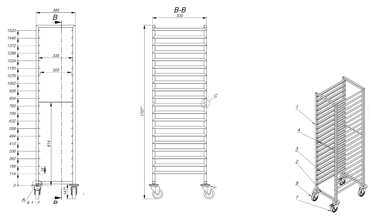 CHARIOTS DÉBRASSAGE 1/1GN 20X COMBISTEEL 7819.0014