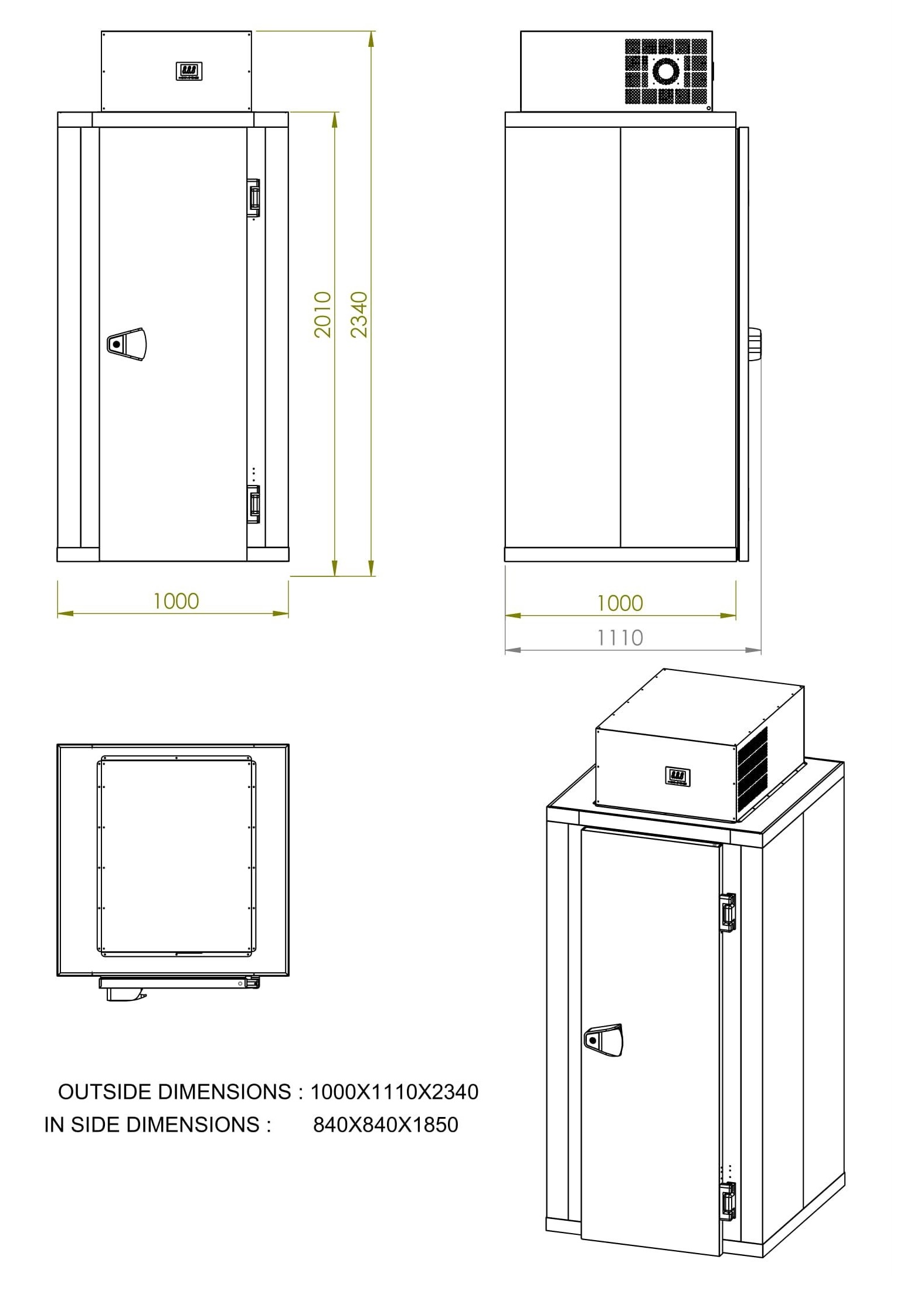 MINI CHAMBRE FROID INCL. UNITÉ TYPE POSITIF COMBISTEEL 7489.0300