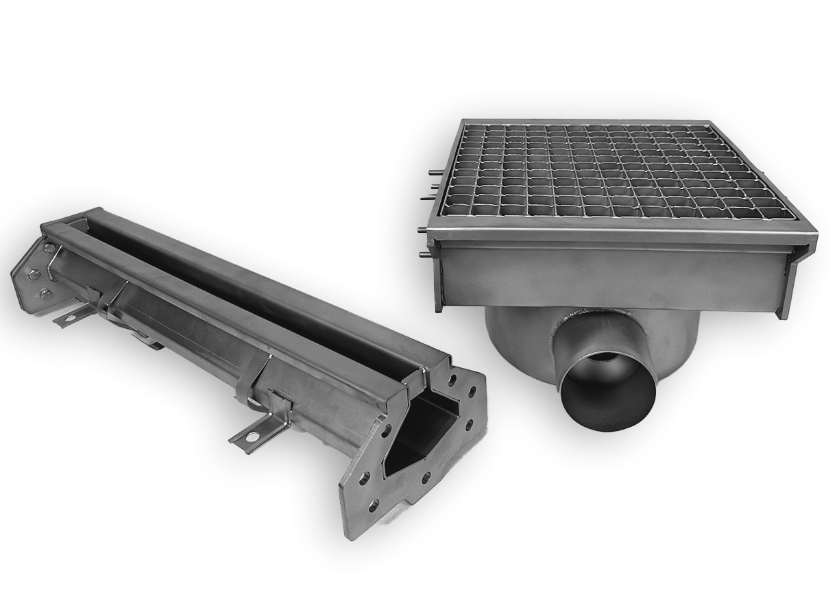 DRAIN INOX 300X265 AVEC 1 SORTIE POUR GOUTTIÈRE À FENTE COMBISTEEL 7107.0020