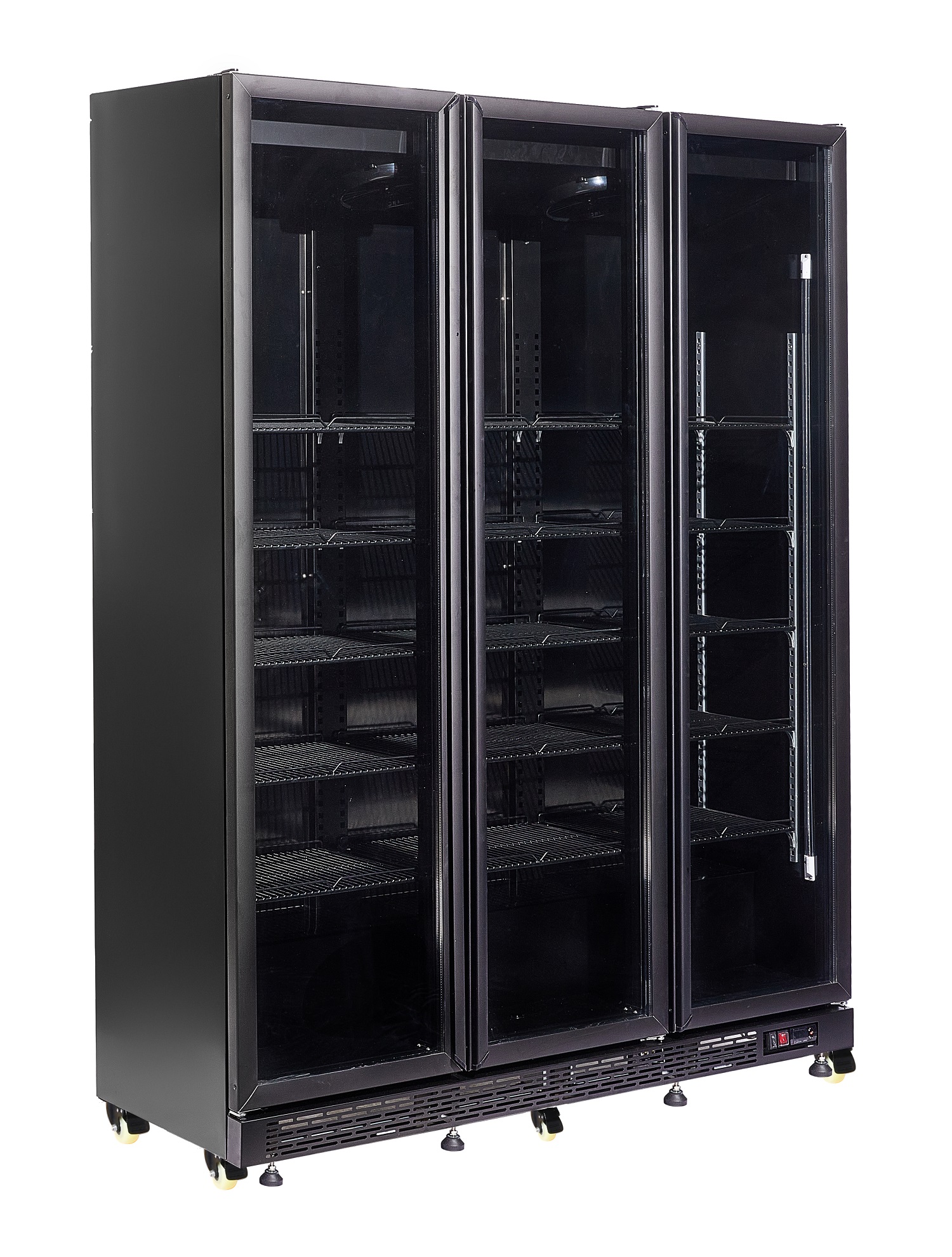 RÉFRIGÉRATEUR 3 PORTES EN VERRE NOIR NAP-1200 HT - AVEC PORTE CHAUFFANTE COMBISTEEL 7455.1925