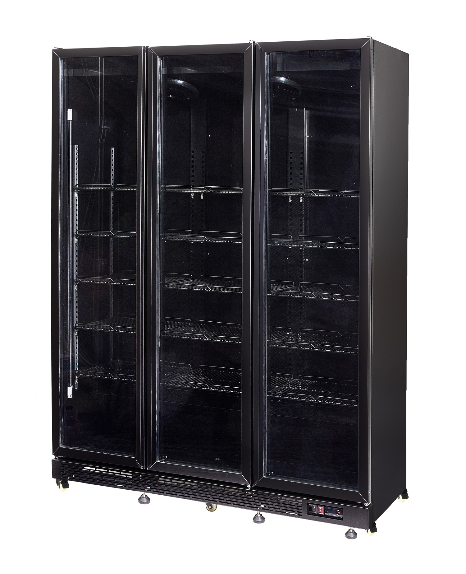 RÉFRIGÉRATEUR 3 PORTES EN VERRE NOIR NAP-1200 HT - AVEC PORTE CHAUFFANTE COMBISTEEL 7455.1925