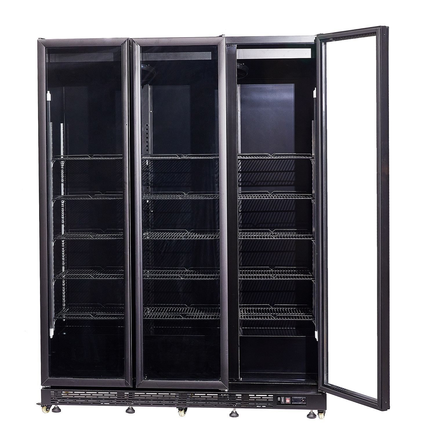 RÉFRIGÉRATEUR 3 PORTES EN VERRE NOIR NAP-1200 HT - AVEC PORTE CHAUFFANTE COMBISTEEL 7455.1925