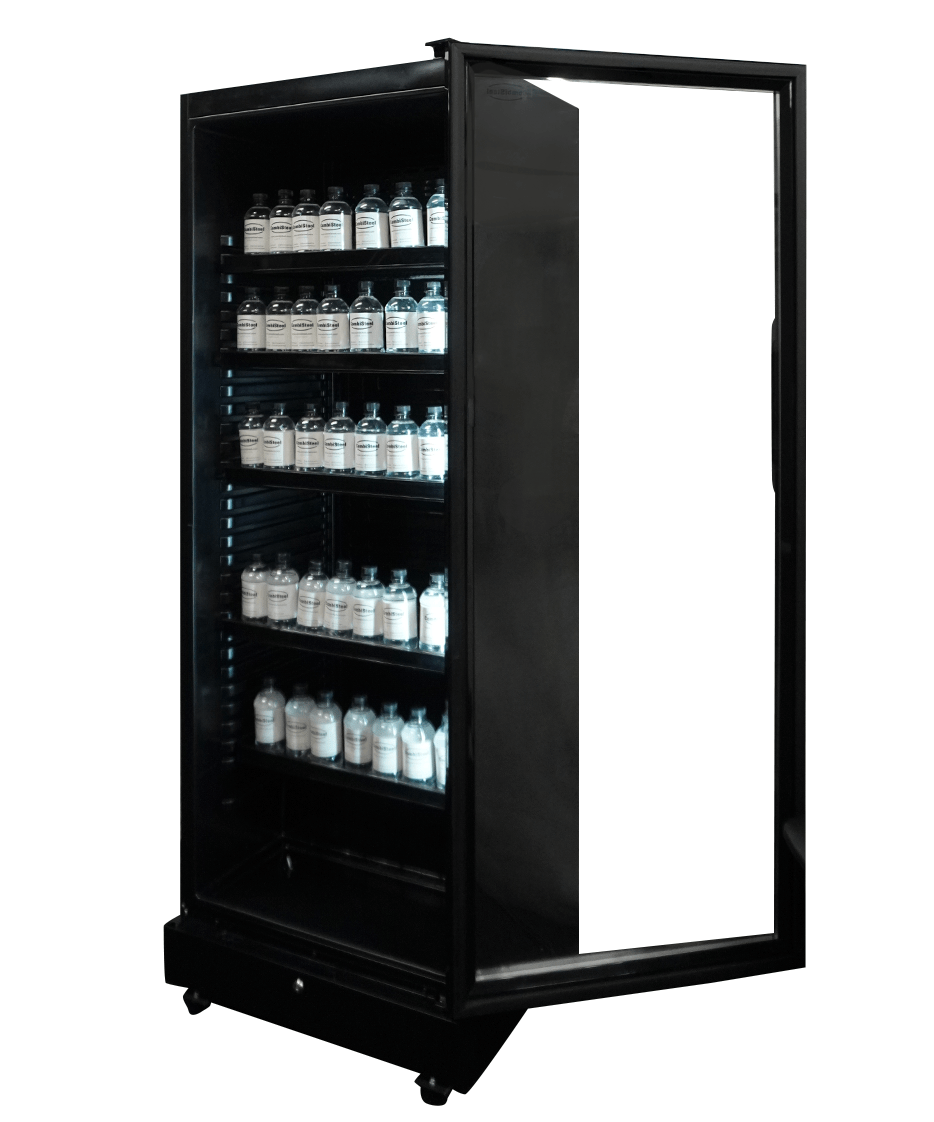 RÉFRIGÉRATEUR 1 PORTE EN VERRE NOIR SVE-450 BL COMBISTEEL 7086.0005