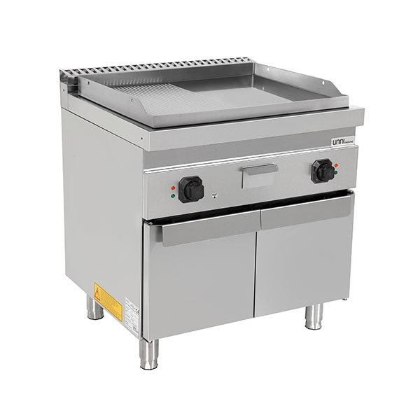 Unité de base électrique | Plaque de cuisson électrique – 1/2 lisse + 1/2 rainurée CHROME – E70GP20+GSK