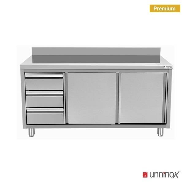 Meuble de rangement avec crédence et 3 tiroirs Left-600 | 2000 x 600 x H 850 mm