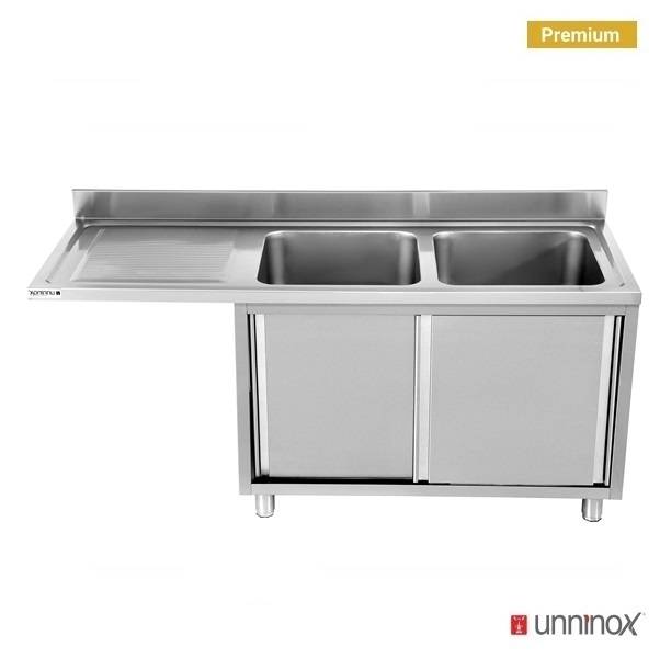 2 bacs | Meuble sous-évier avec lave-vaisselle 200 x 70 x H 85 cm, 2 bacs à droite
