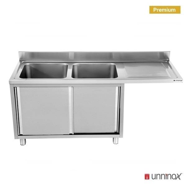 2 bacs | Meuble sous-évier lave-vaisselle 160 x 70 x H 85 cm, 2 bacs à gauche