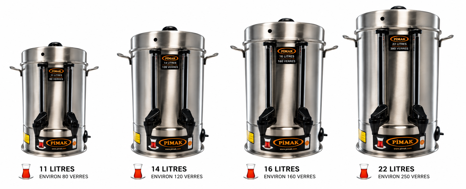 Théière professionnelle turque 22 litres – Environ 250 verres