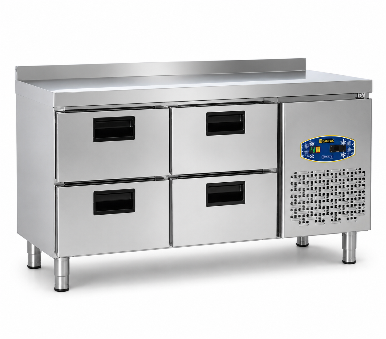 Table réfrigérée/Desserte 4 tiroirs - profondeur 70cm - DAMPAK -  22TBF0S-70.4C
