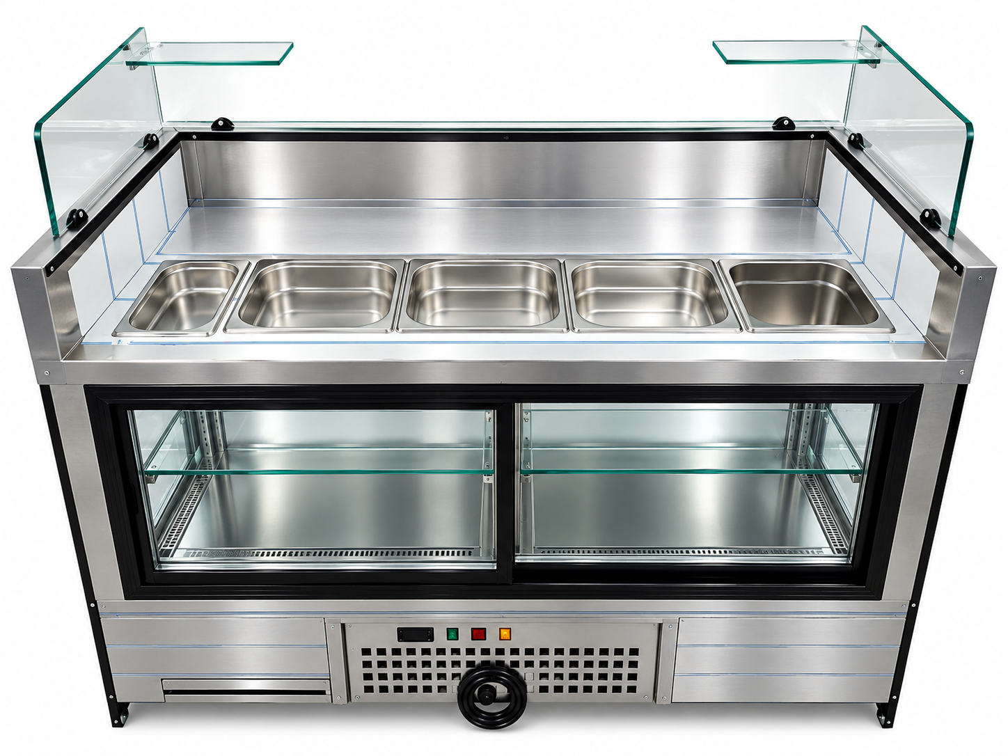 Meuble de préparation Crêpes / Snack avec vitrine réfrigérée – Noir – 140 cm