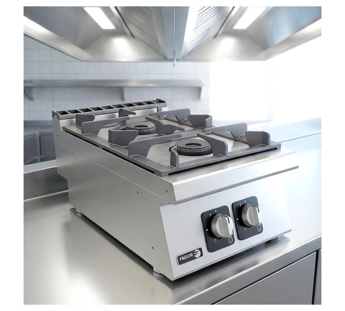 Cuisinière professionnelle gaz 2 brûleurs 10,5 kW Fagor