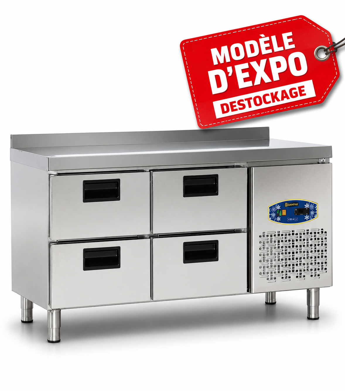 Table réfrigérée/Desserte 4 tiroirs - profondeur 70cm - DAMPAK -  22TBF0S-70.4C